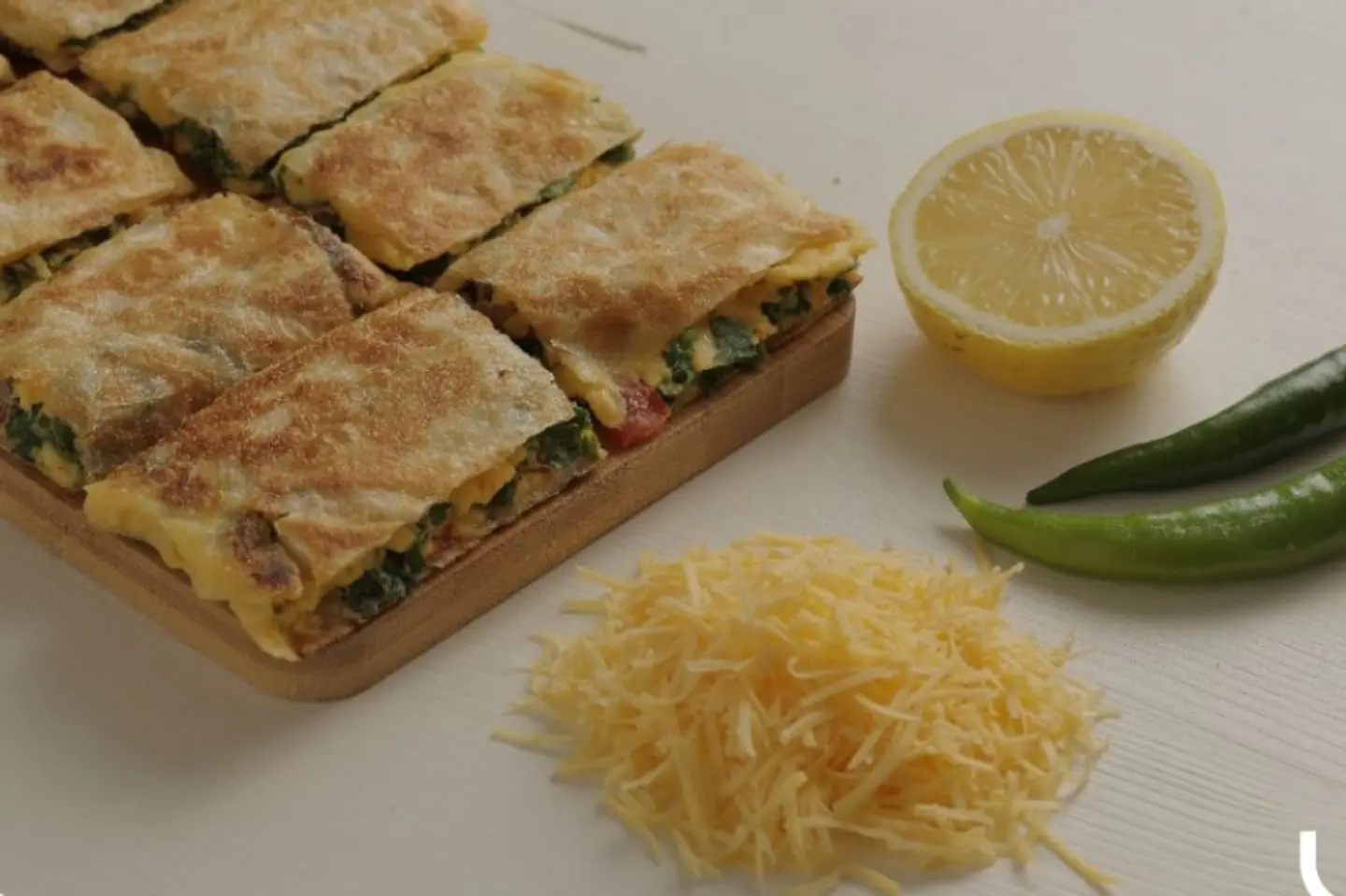 Salty Mutabbaq With Cheddar Cheese