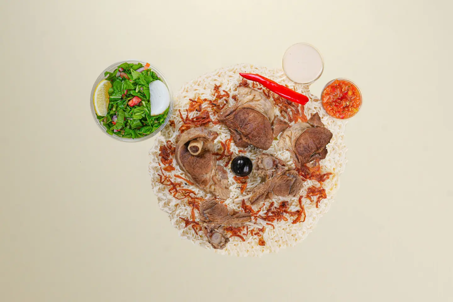 لحم تيس طازج مع رز بشاور اكس٥