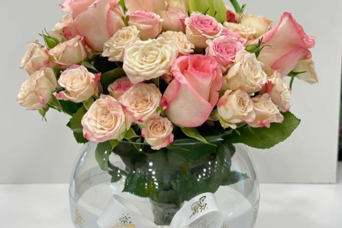 Pink Rose In Round Vase