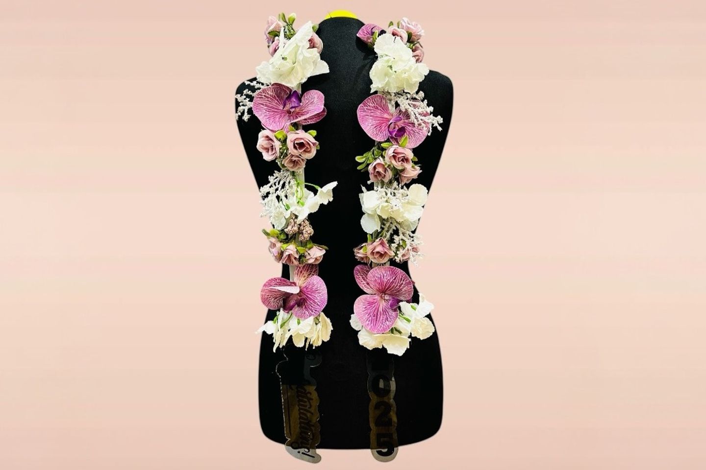 Graduation Necklace With Artificial Purple Flowers And Pendant