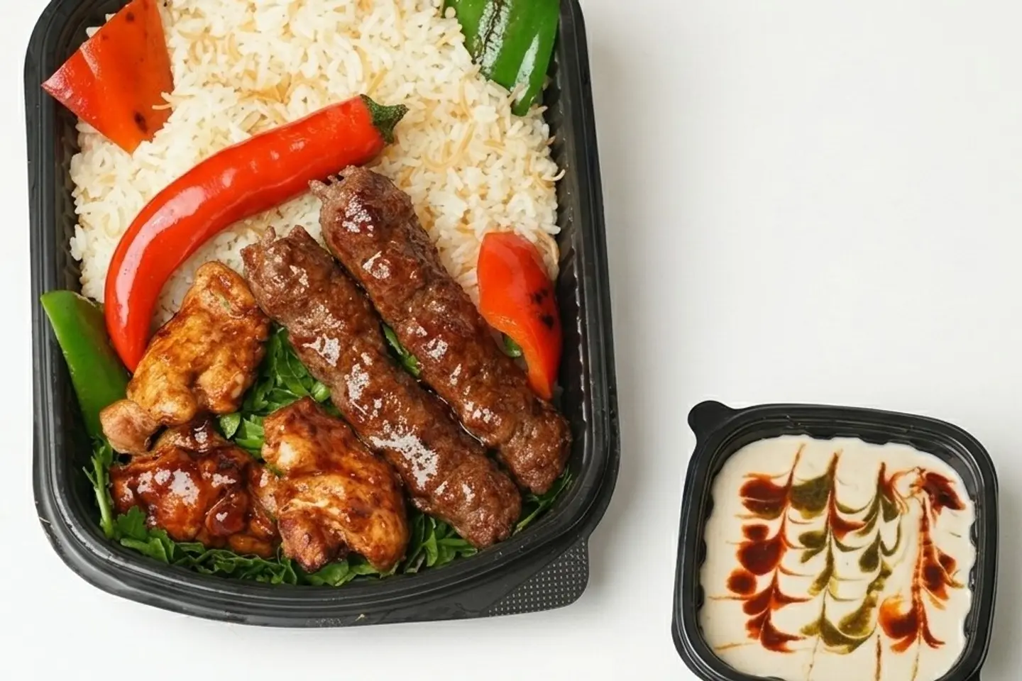 Kebab And Shish Rice With Vermicelli Tahini