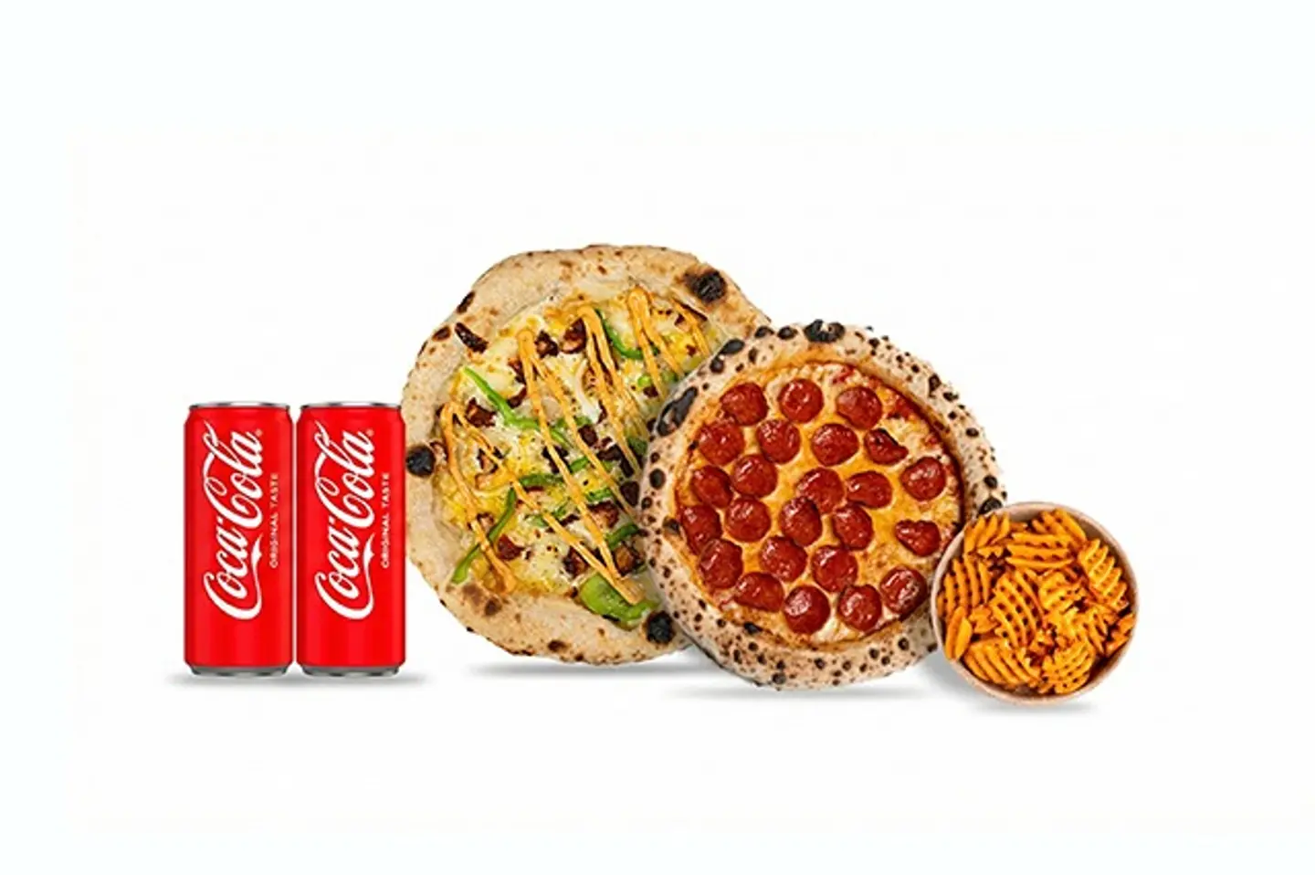 Pizza Larger+ Pizza Medium+Waffle Fries+2 Cola