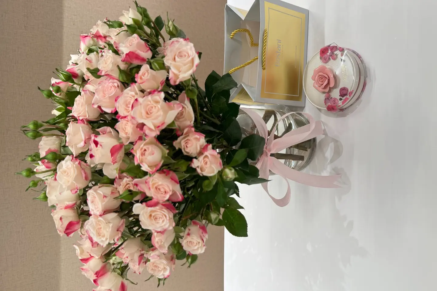 Bostani Chocolate With A Vase Of Flowers