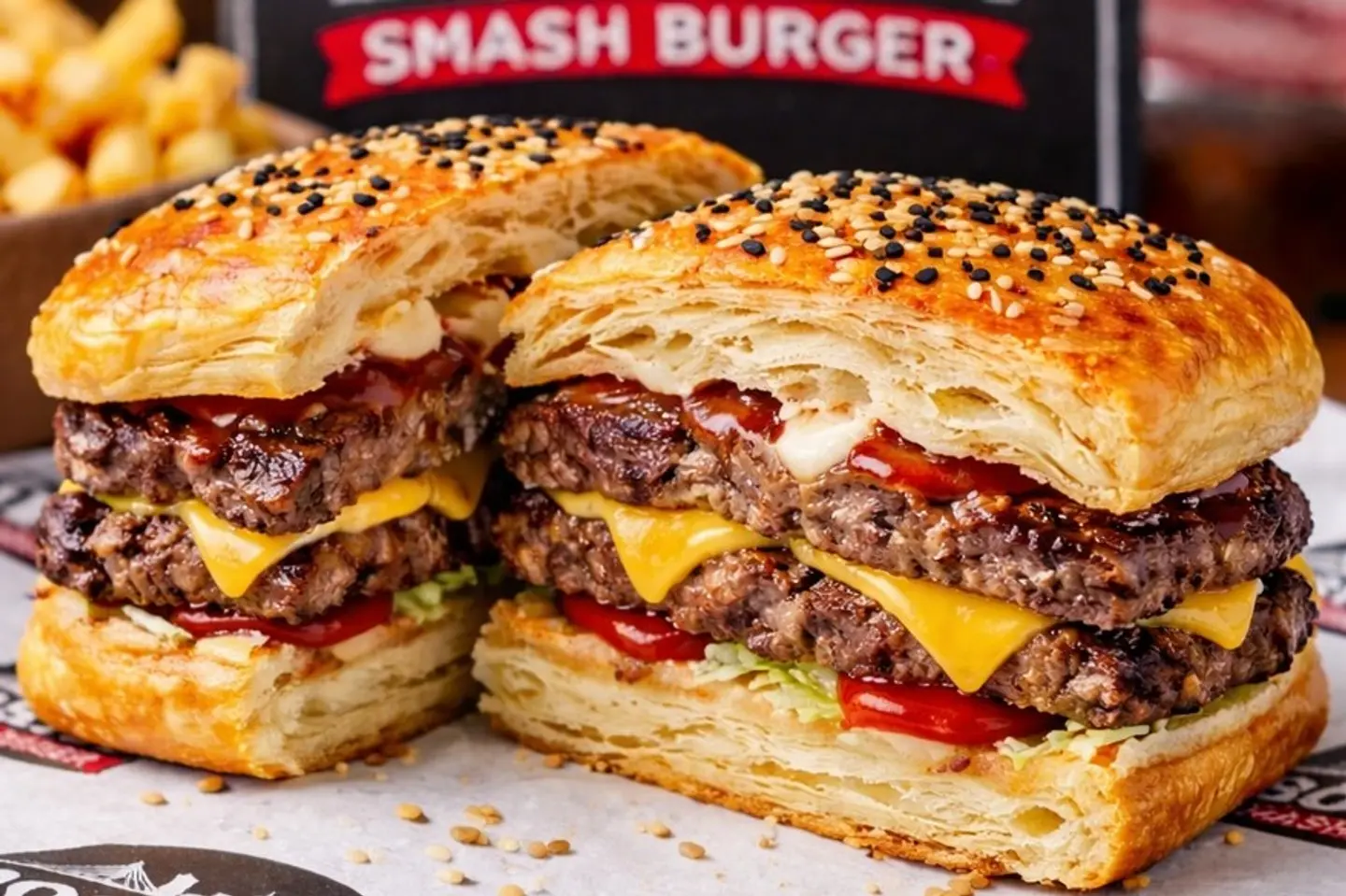 خبز باستري بف دبل سماش لحم