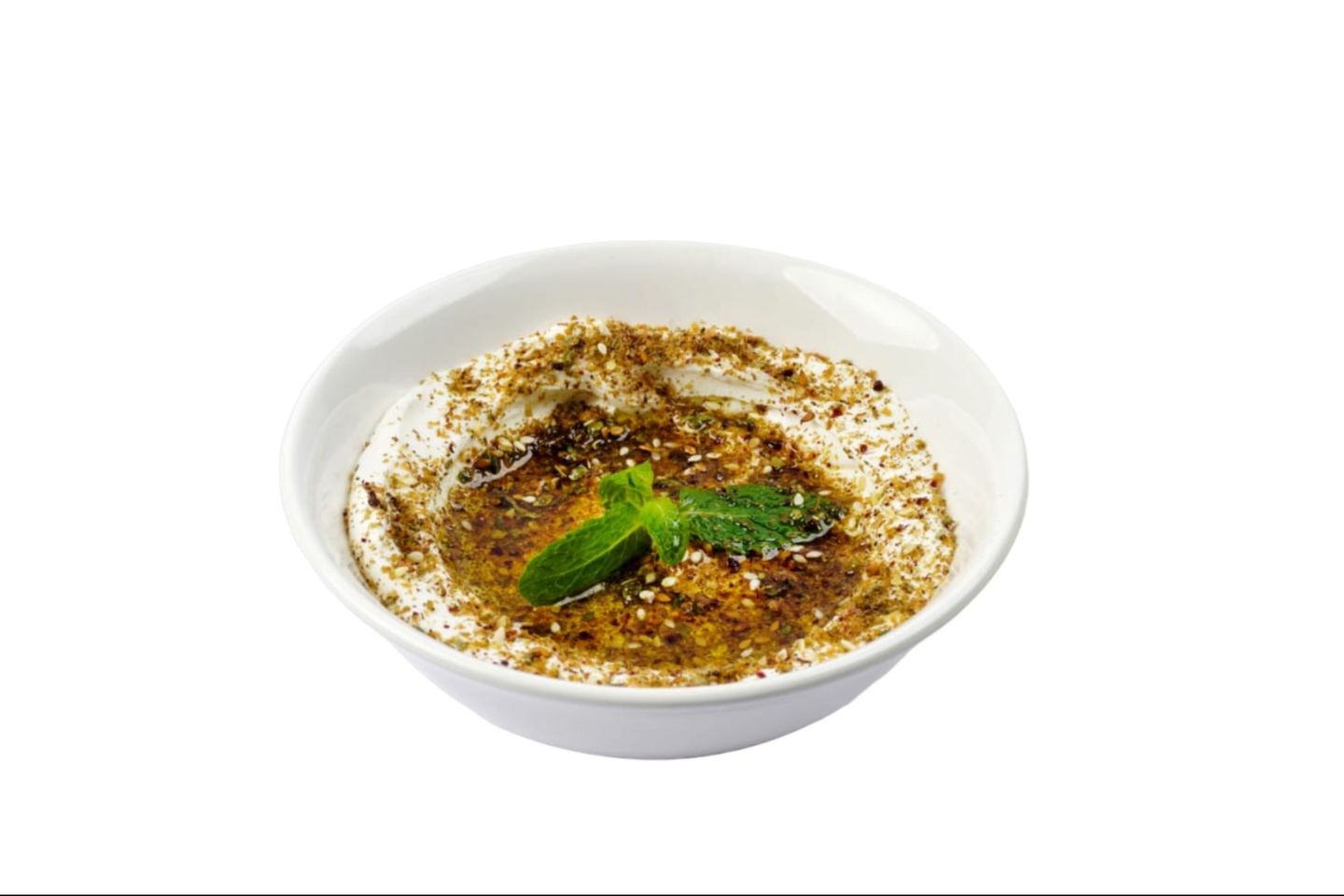 صحن لبنه بالزعتر