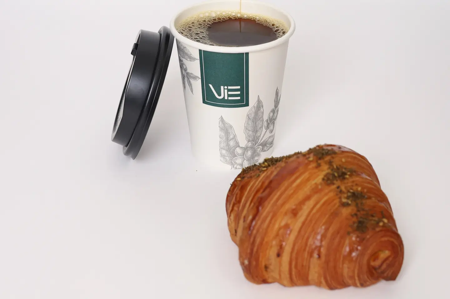 Cup Of Day Coffee With Croissant
