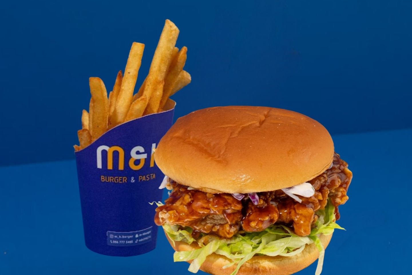 Honey Chicken Burger With Fries