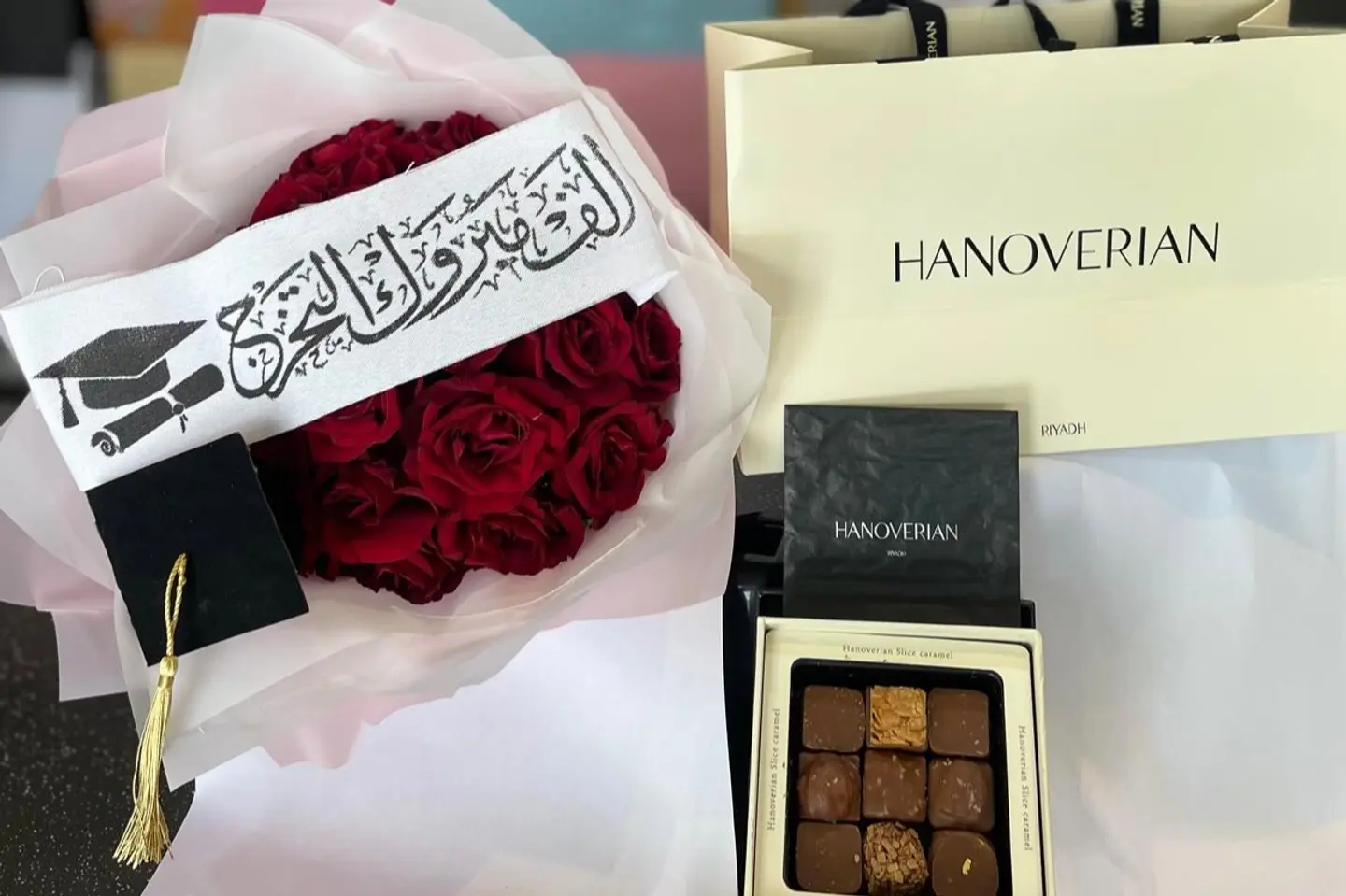 Hala Hanouferin With A Fourth Class Bouquet Of Roses