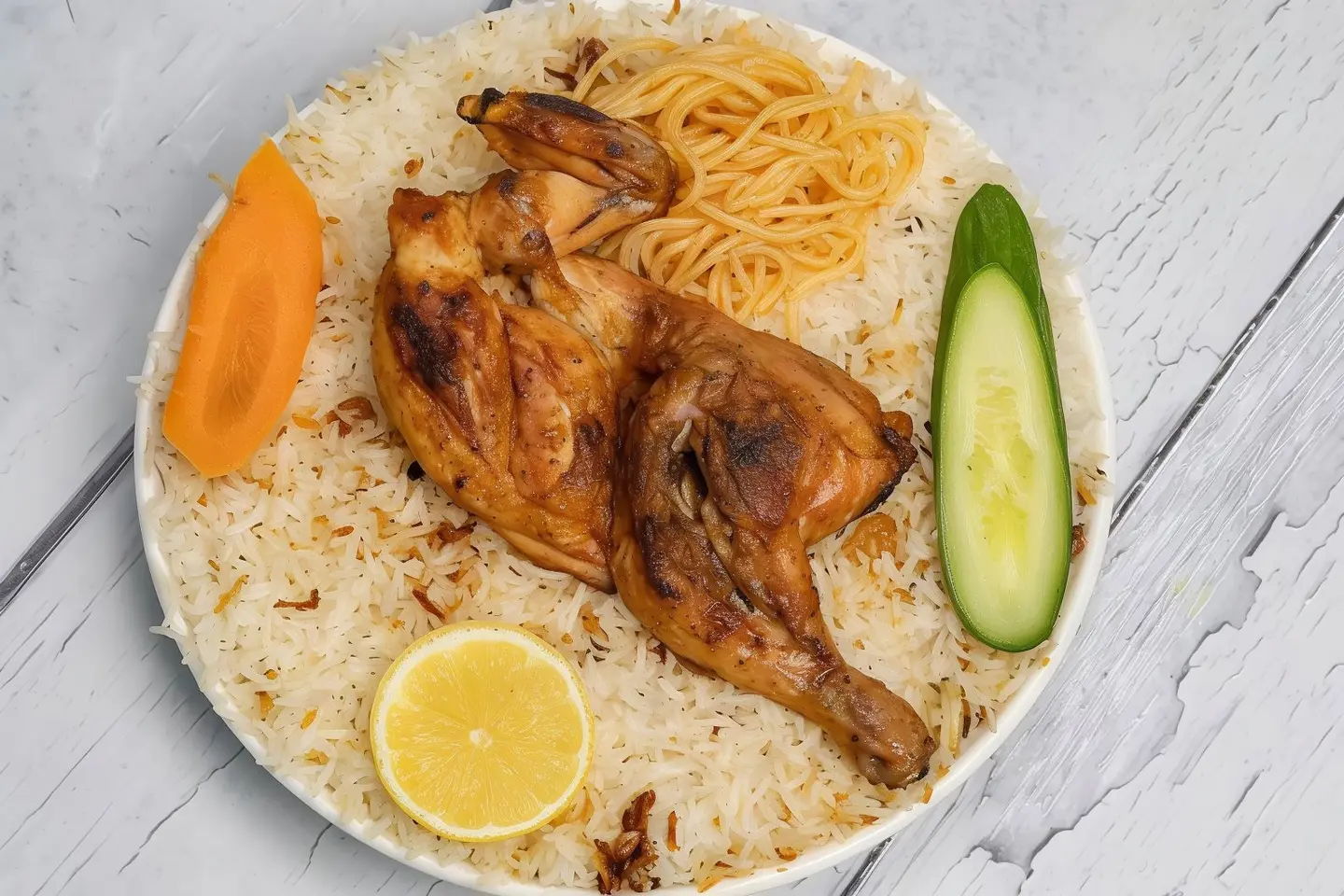 Half A Piece Of Madhbi With Peshawar Rice