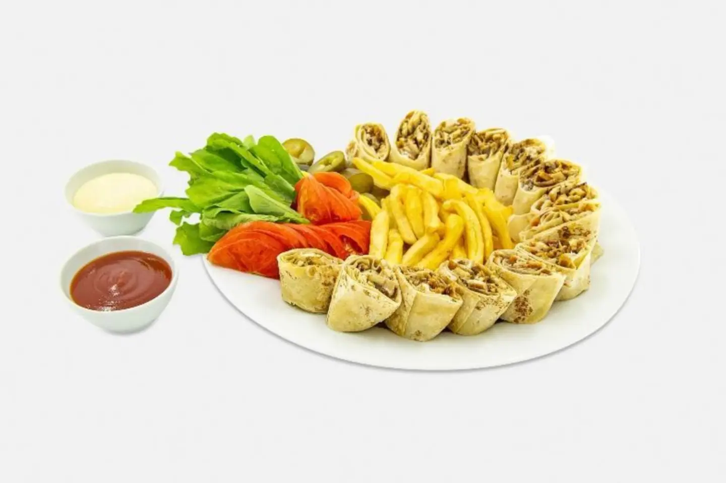 دبل صحن شاورما دجاج اربعة عشر قطعه