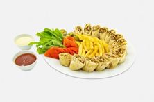 دبل صحن شاورما دجاج اربعة عشر قطعه