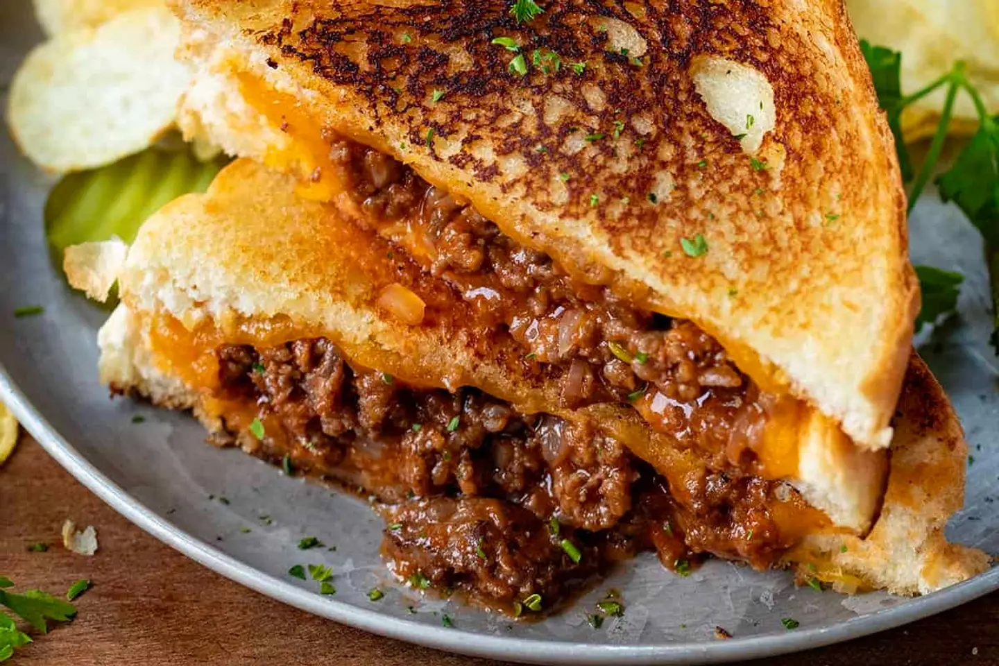 Grilled Slopy Joes Cheese Sandwich