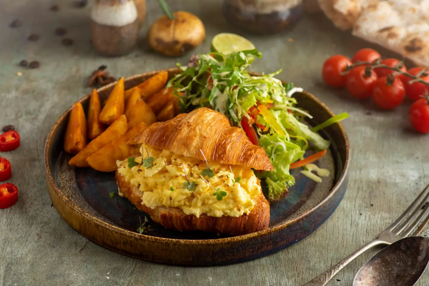 Croissant With Scrambled Eggs