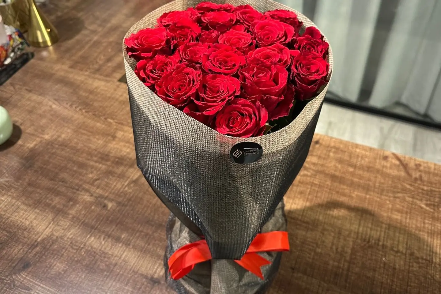 A Circular Bouquet With Distinctive Packaging