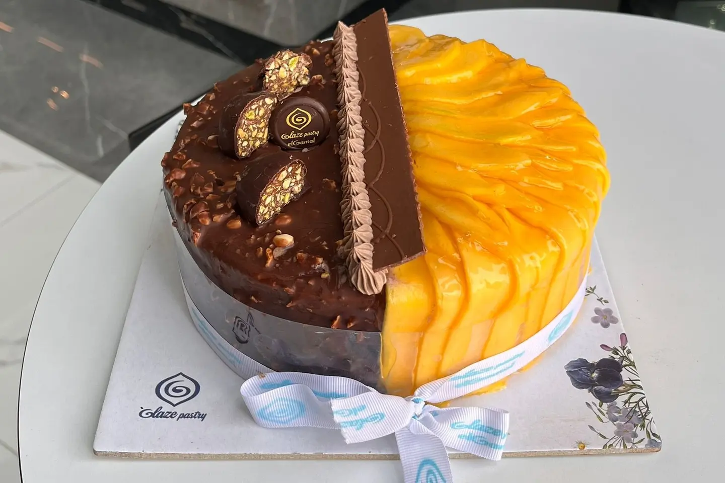 Half Rocher Cake And Half Fruit
