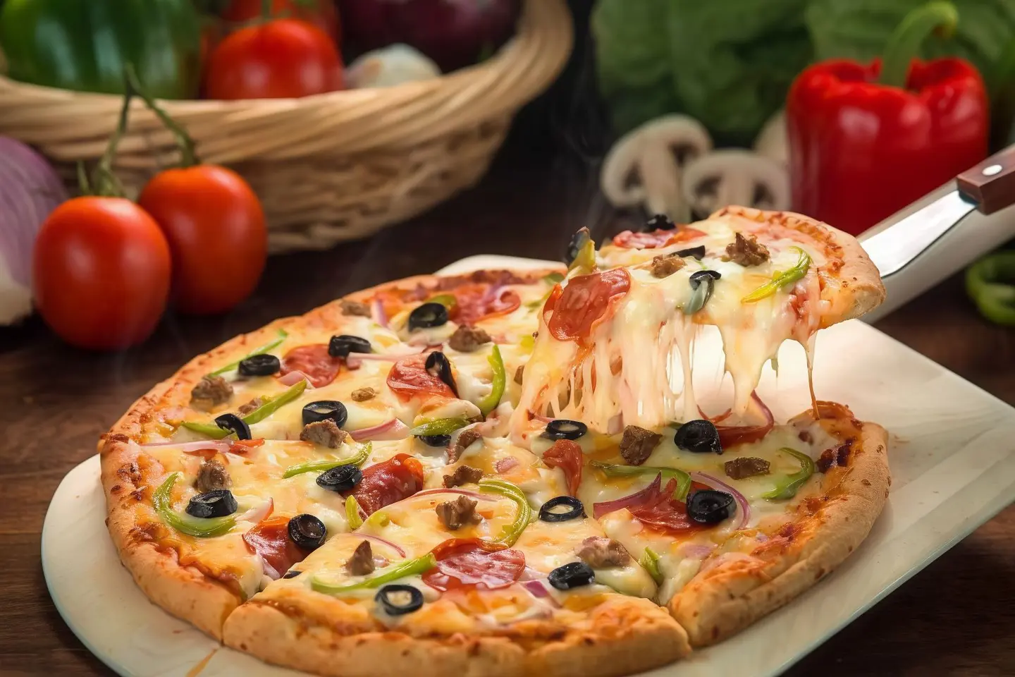 بيتزا خضار بالجبن السائل