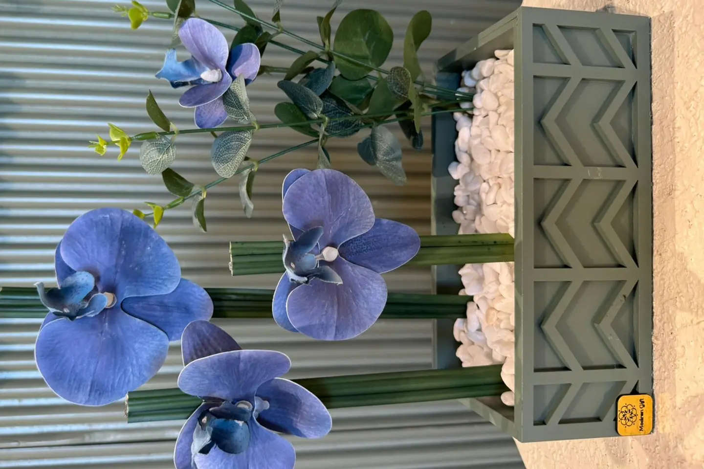Wooden Vase With Artificial Flowers