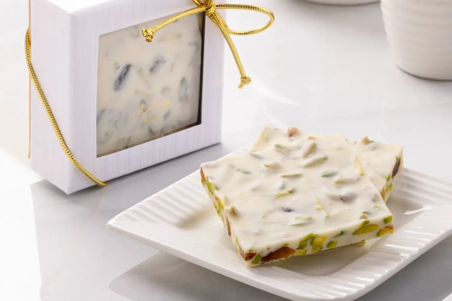 Medjool Pistachio White Chocolate Bark