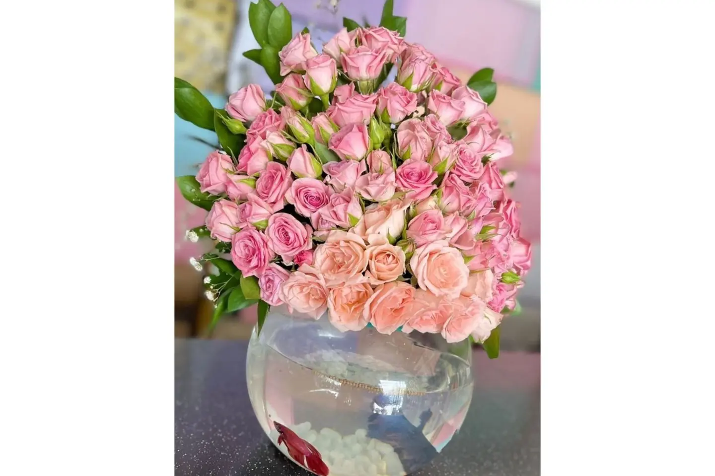 Fighter Fish With Flower Bouquet