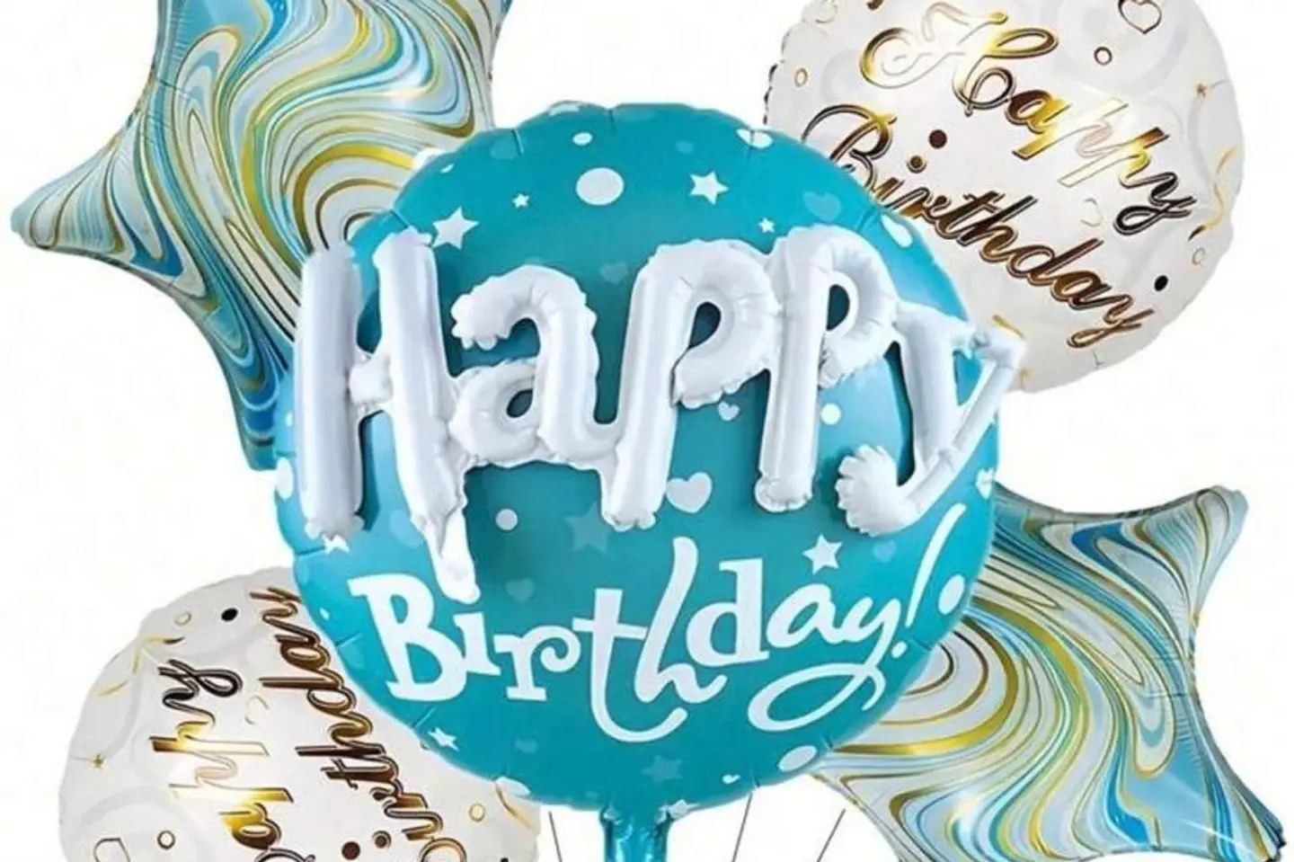 مجموعة خمسة بلالين الفرح باللون الأزرق