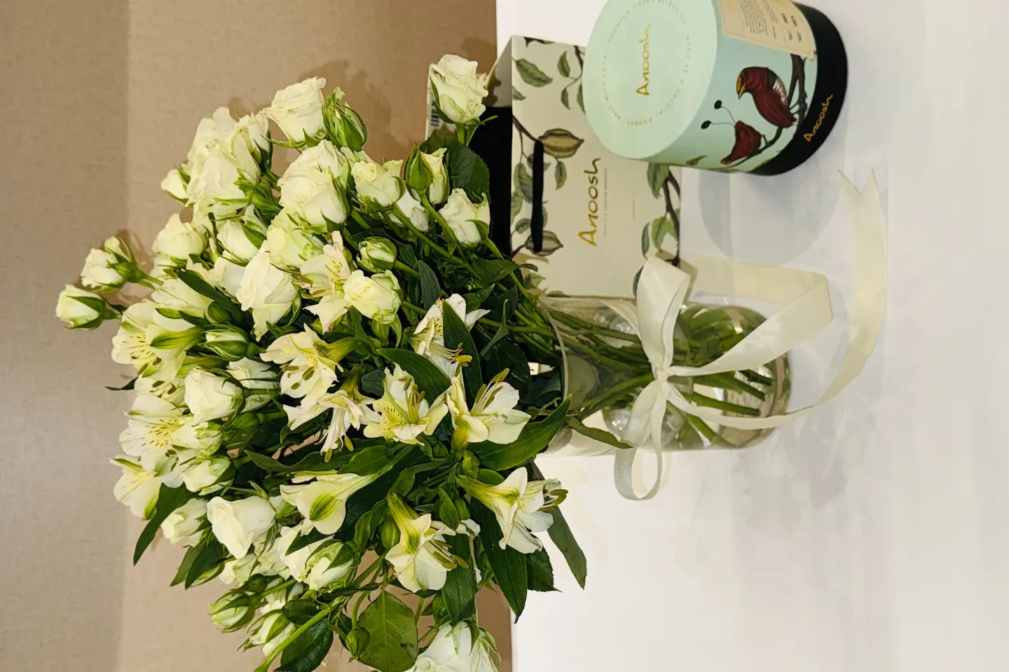 Anoush Chocolate With A Vase Of Roses