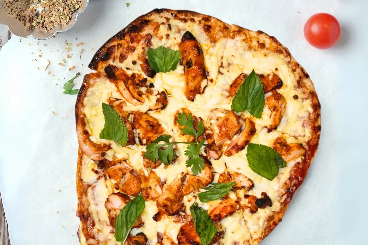 Chicken Tikka Naan Pizza