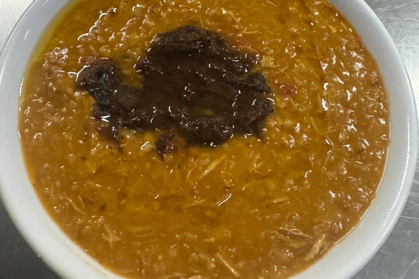 Red Groats With Mashed Chicken And Koshary