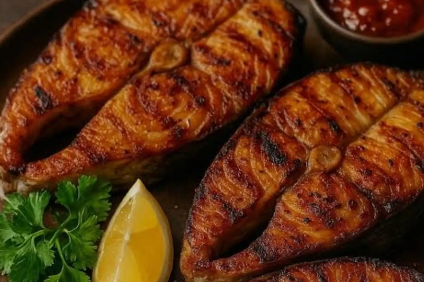 Half A Kilo Of Salmon Fried In Oil