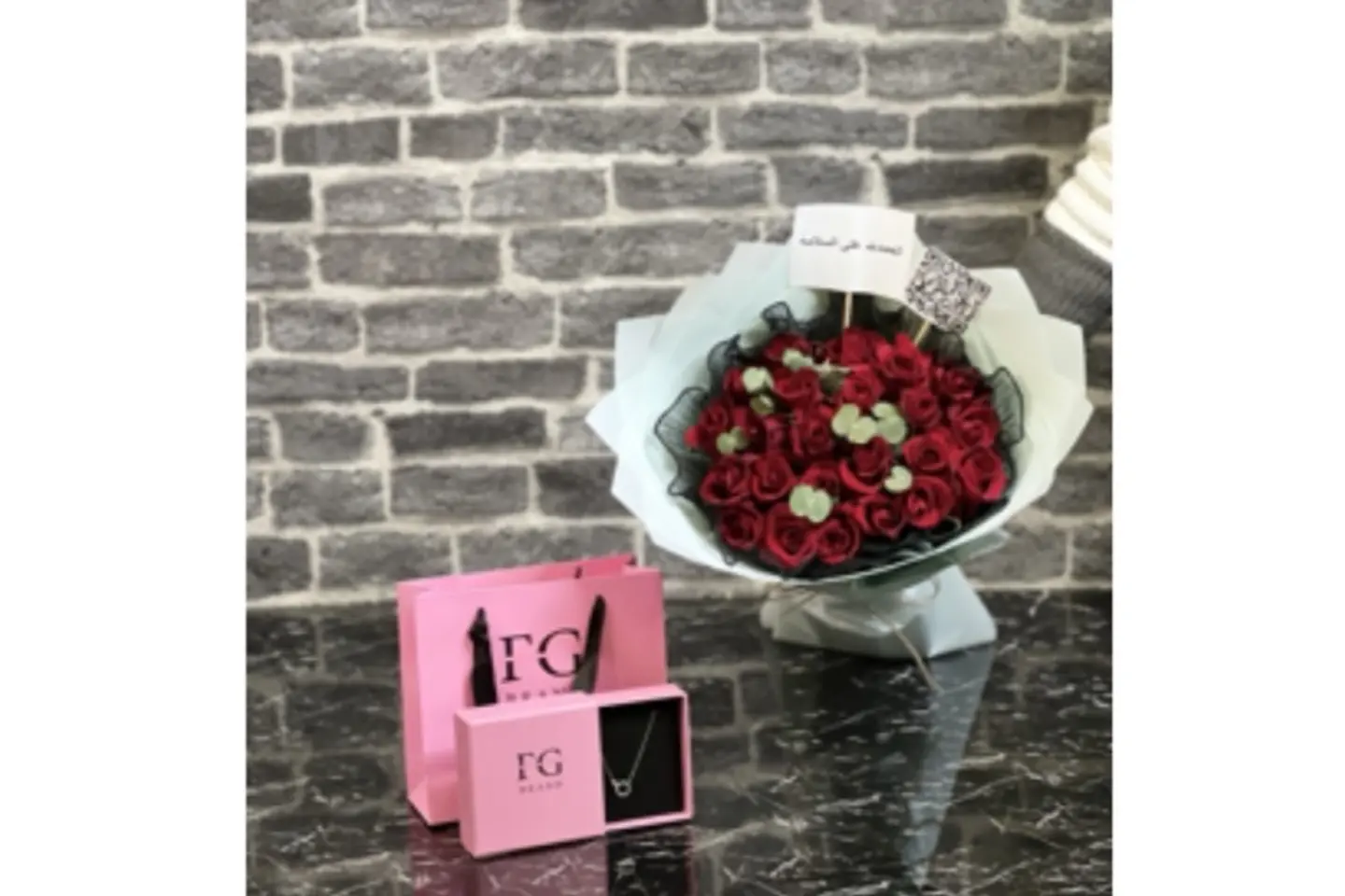 Brand Fg 925 Silver Chain And Rose Bundle