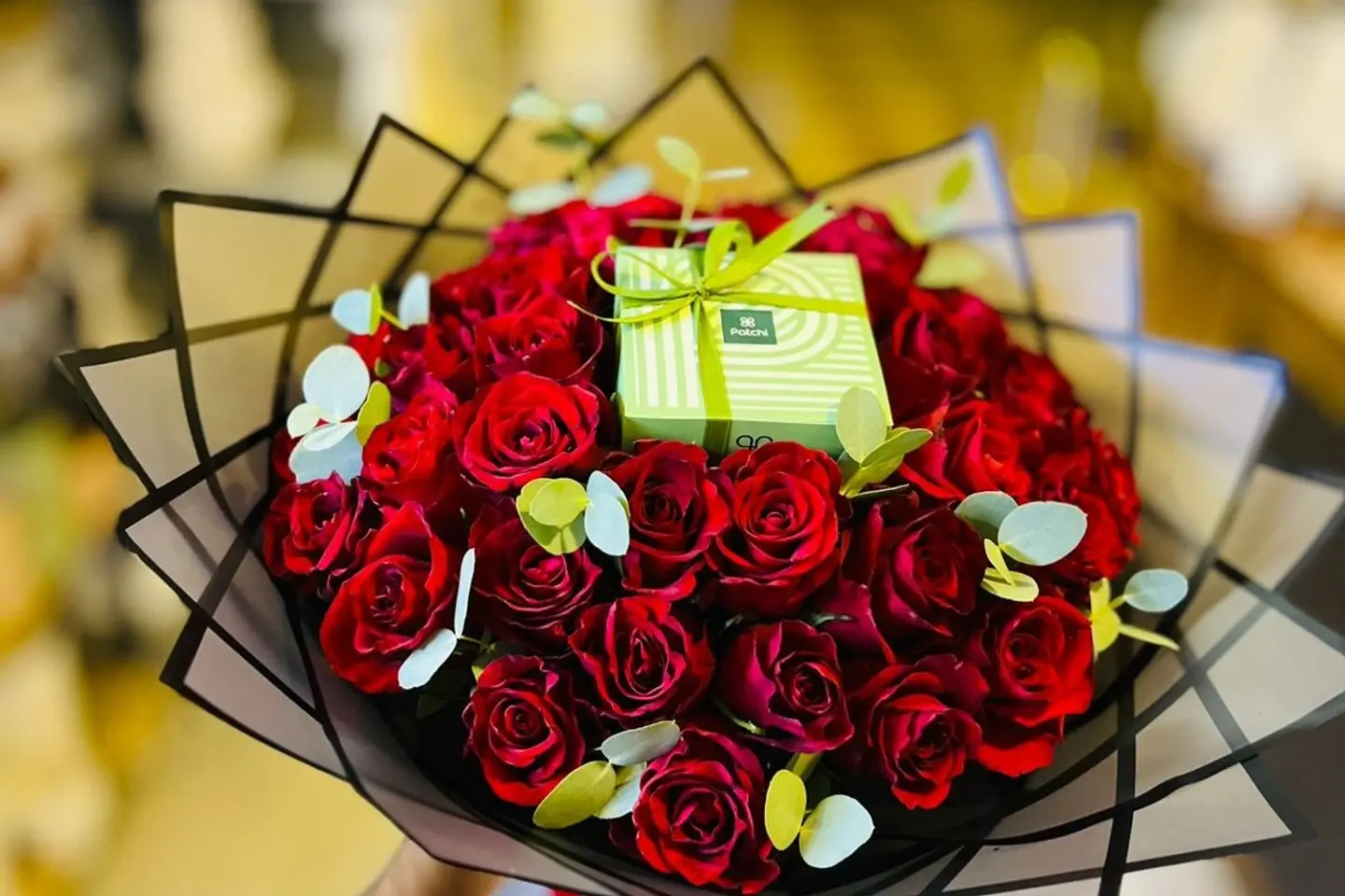 Red Bouquet With Chocolate Patchi