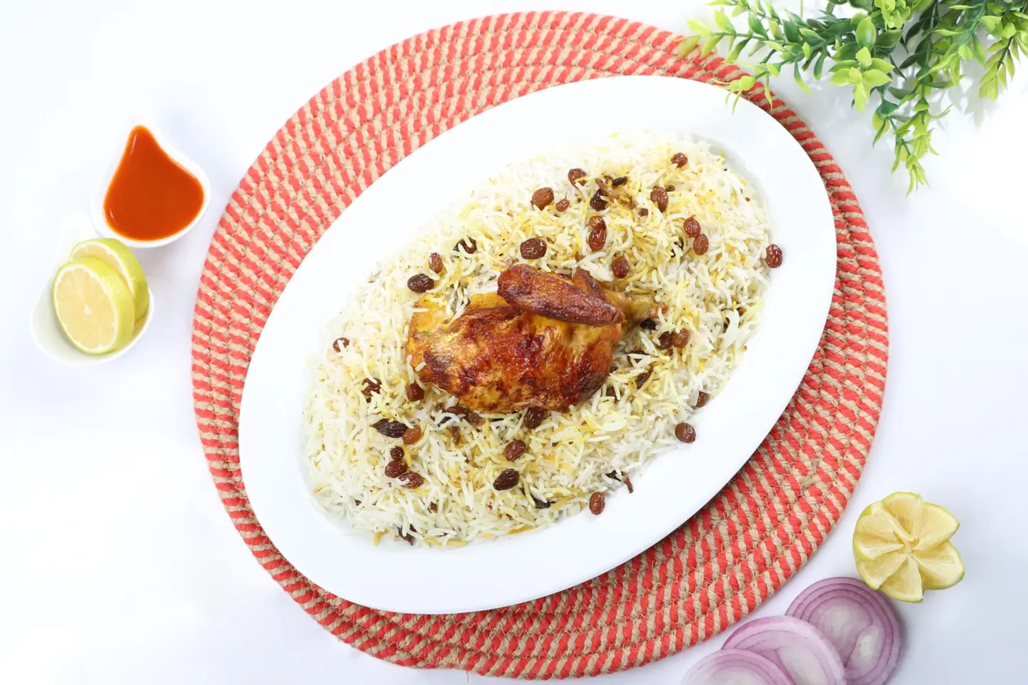 ربع دجاج شواية رز ابيض