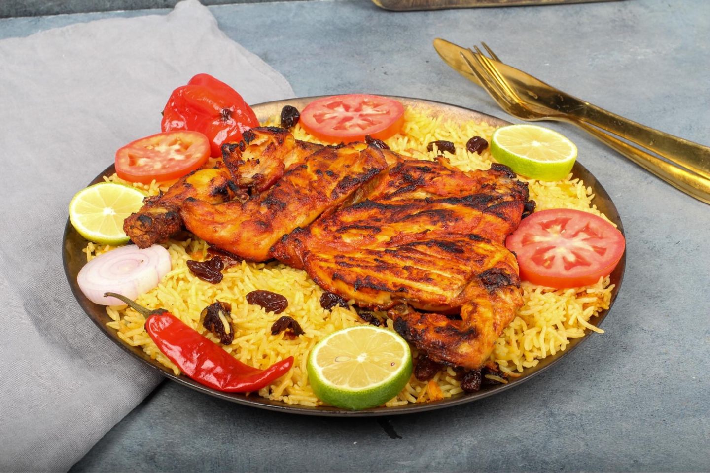نص الفحم مع رز بخاري +نص الفحم سادة مجانا