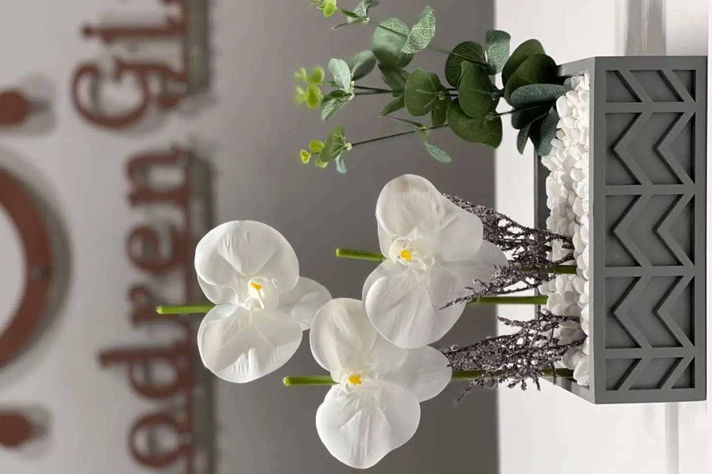 Artificial Rose With Wood Base