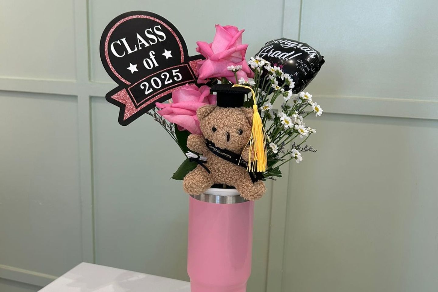 Pink Elegant Graduation Cup Green
