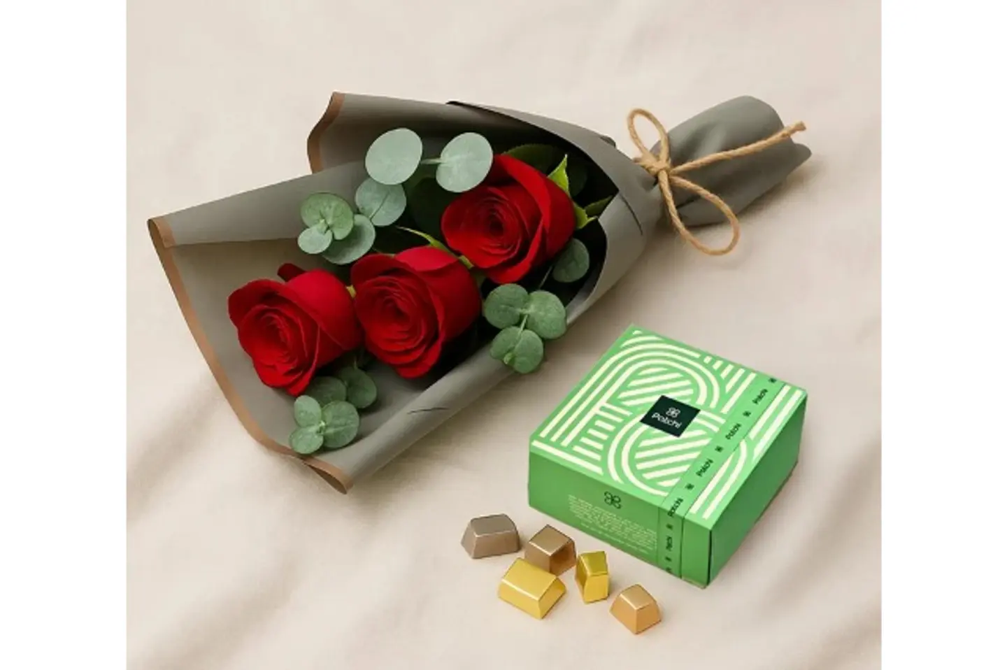 Red Roses With Patchi Chocolates
