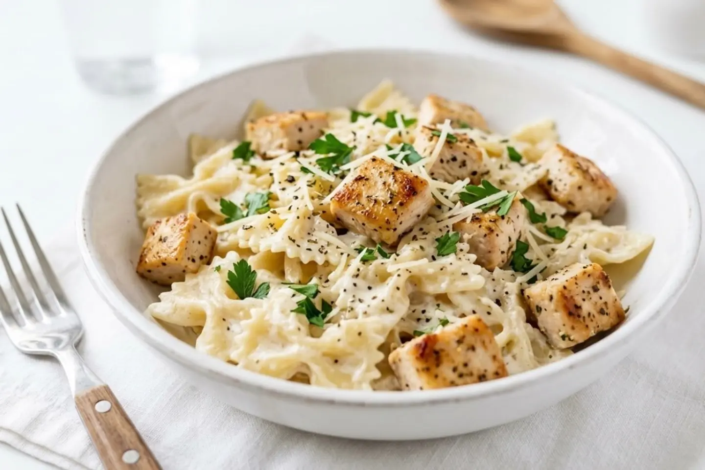 معكرونه الفراشة بالدجاج