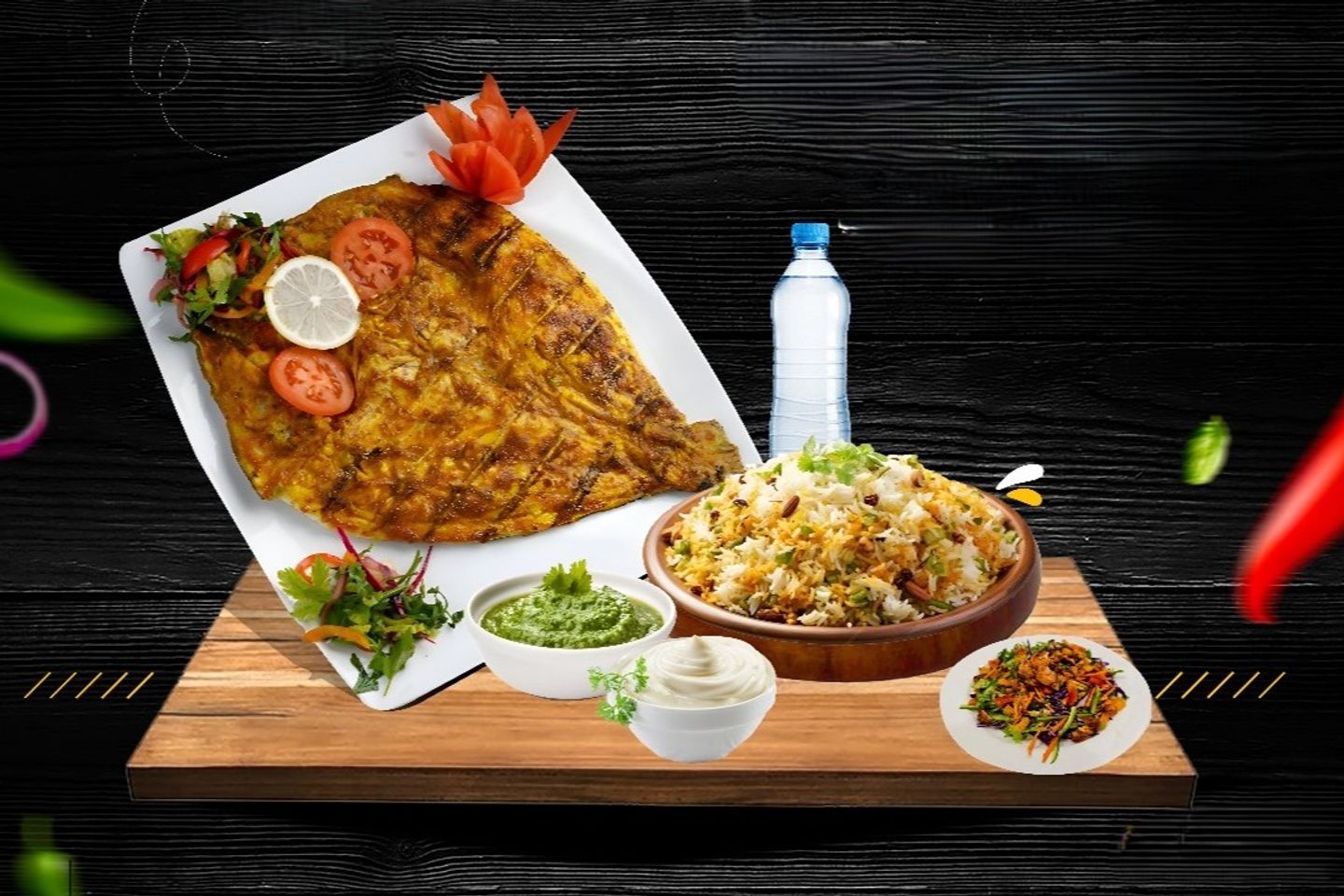 سمك قاروص مشوي + أرز مندي