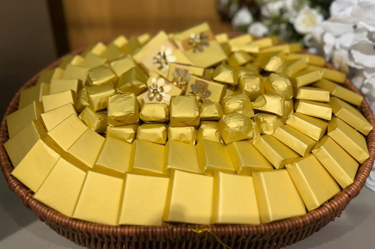 Large Gold Oval Chocolate Basket 36330