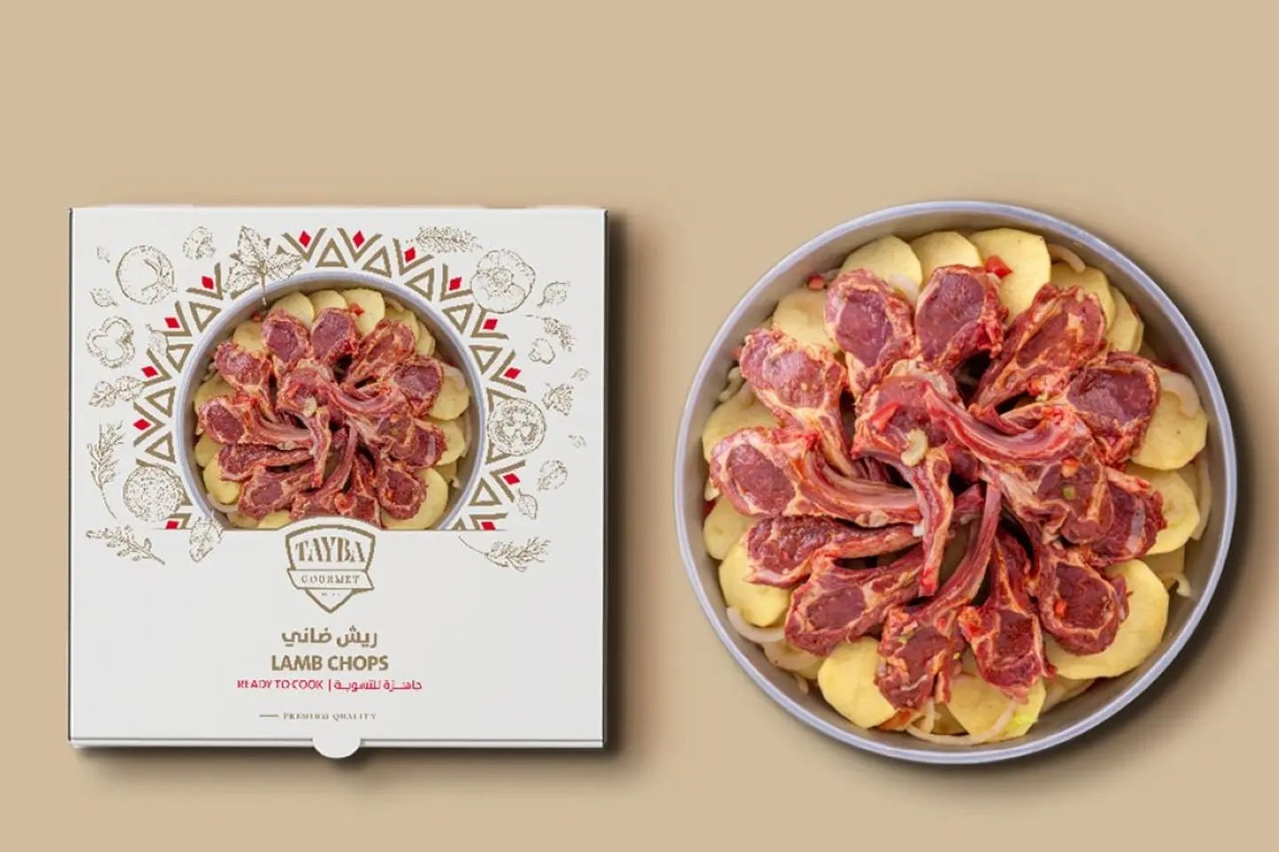 Lamb Chops Tray With Potatoes Ready For The Oven