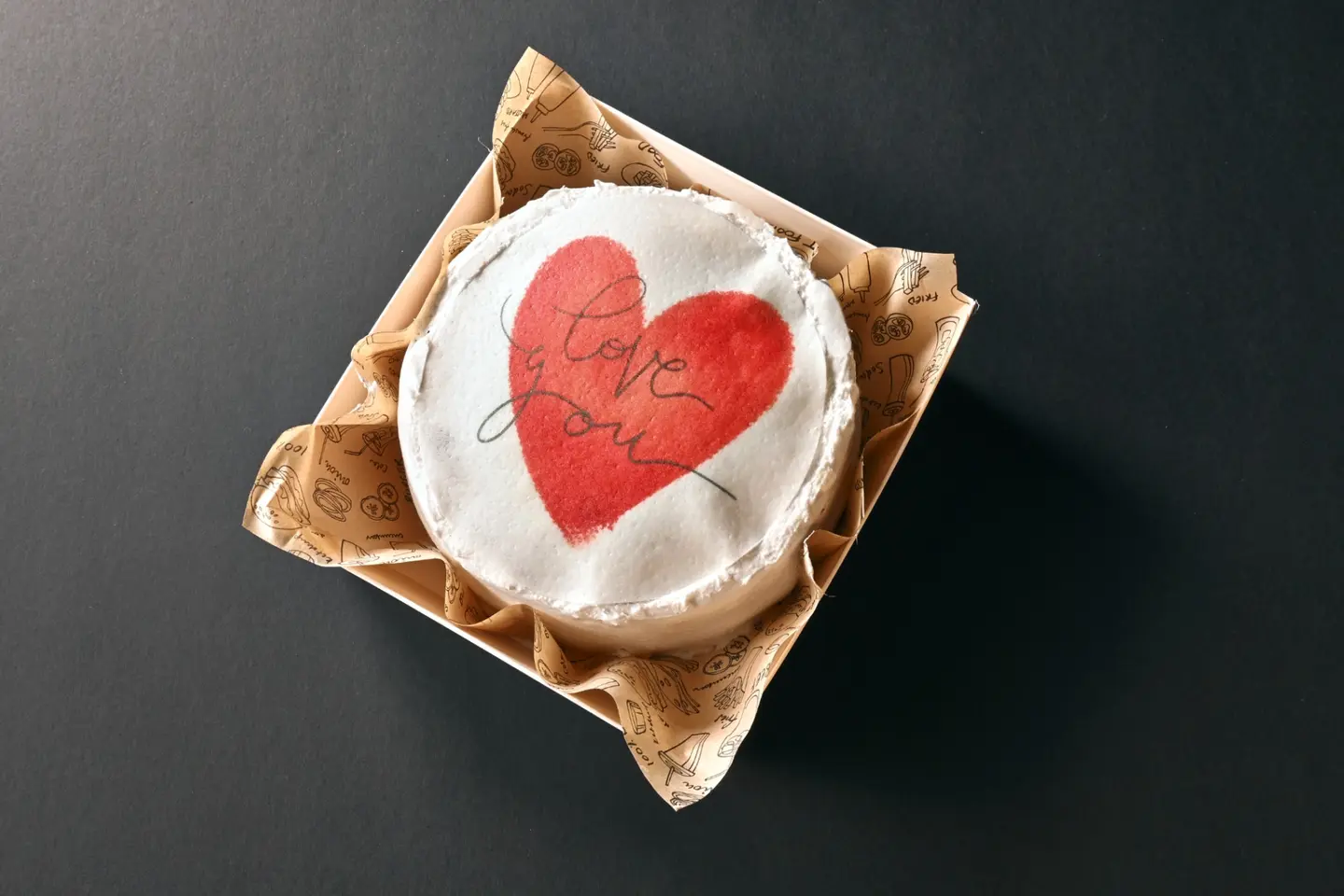 I Love You Red And White Cake