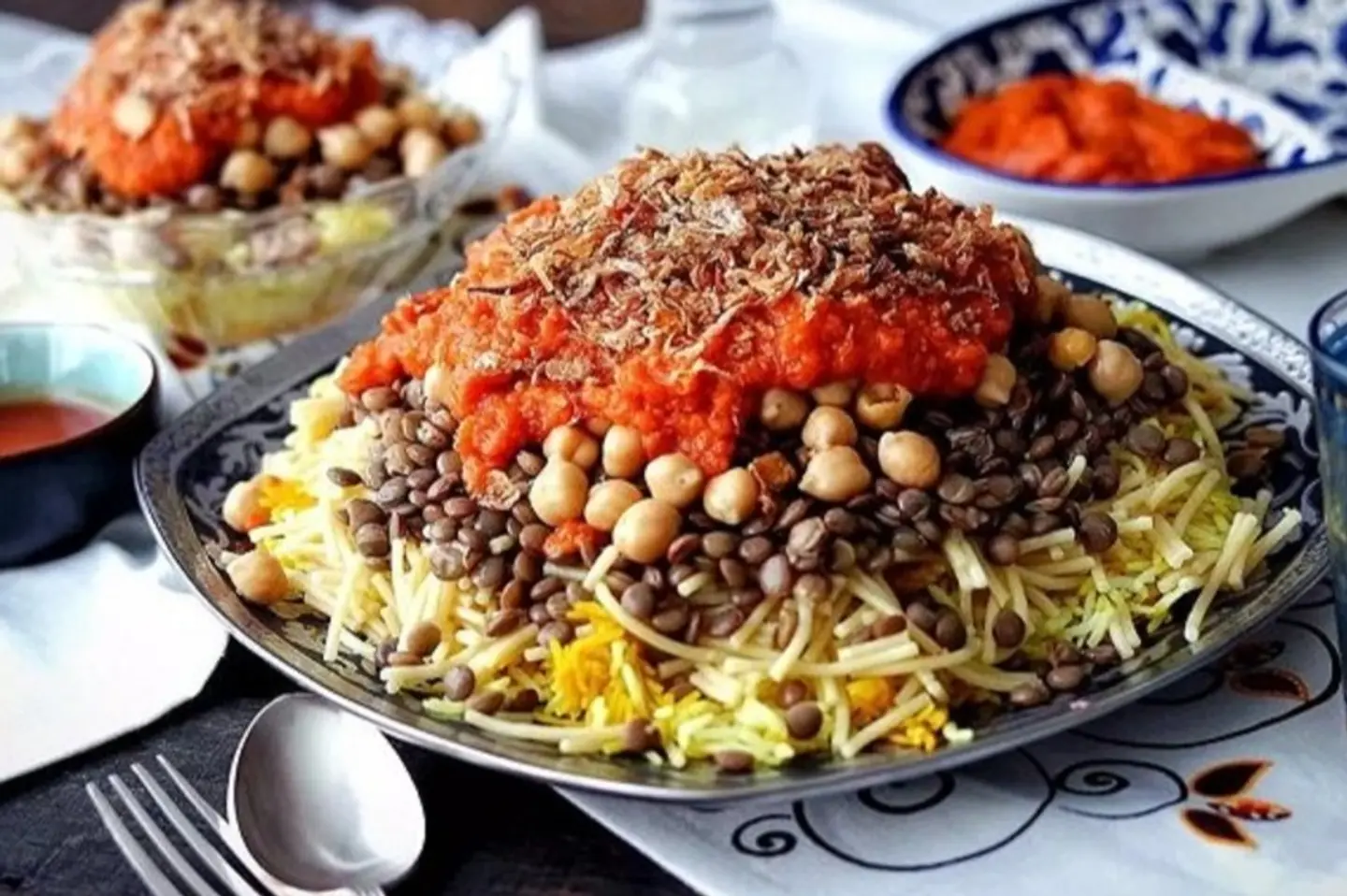 كشرى شاورمة بالدجاج