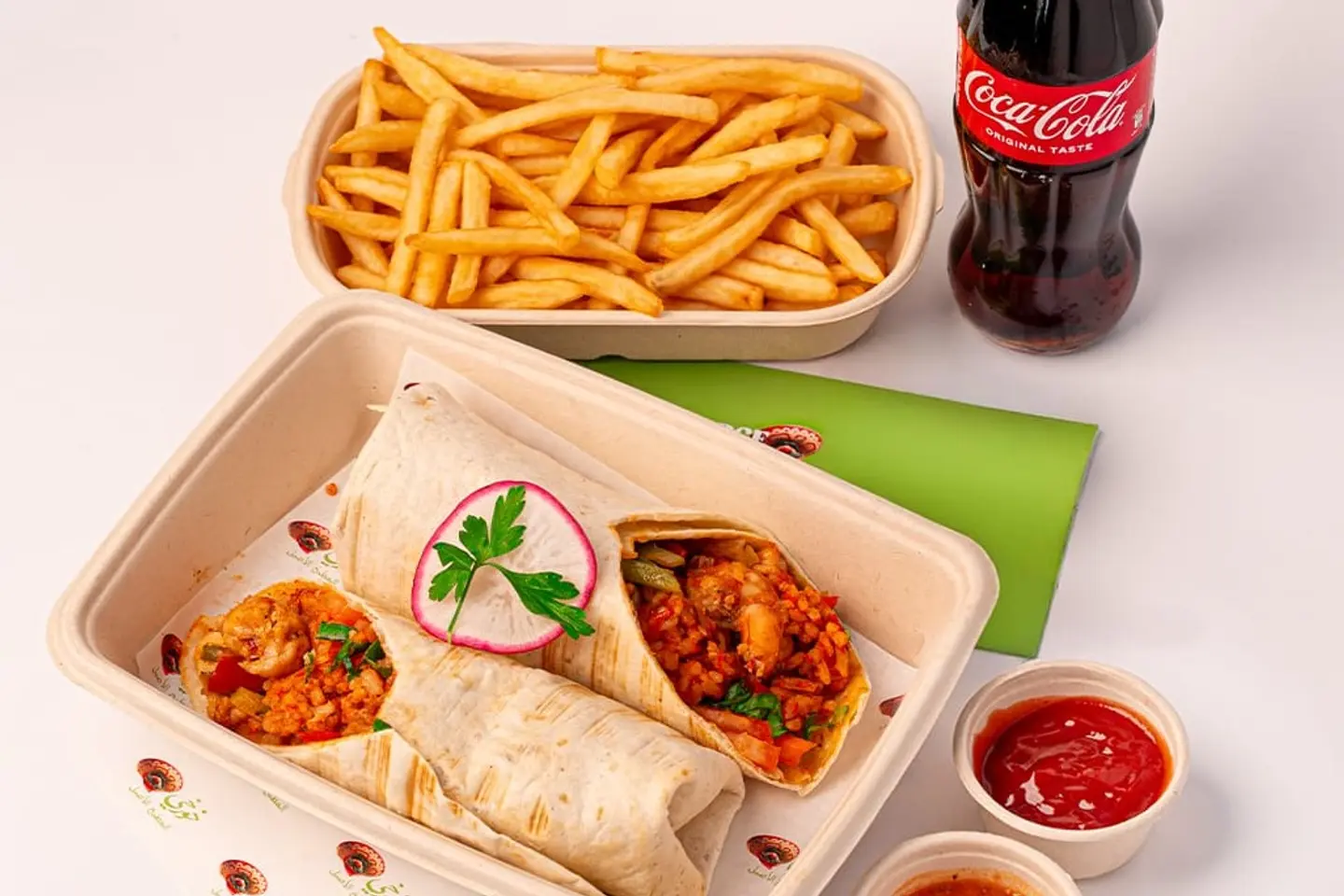 Shrimp Fajita Wrap +Fries And Soft Drink