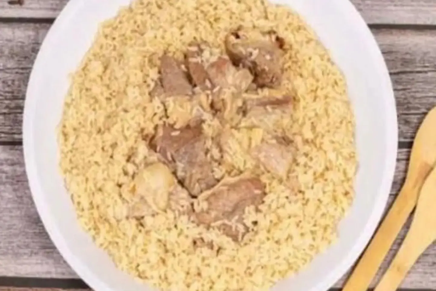 White Goat Meat With American Rice Pressed