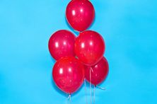 Five Red Helium Balloons 0091