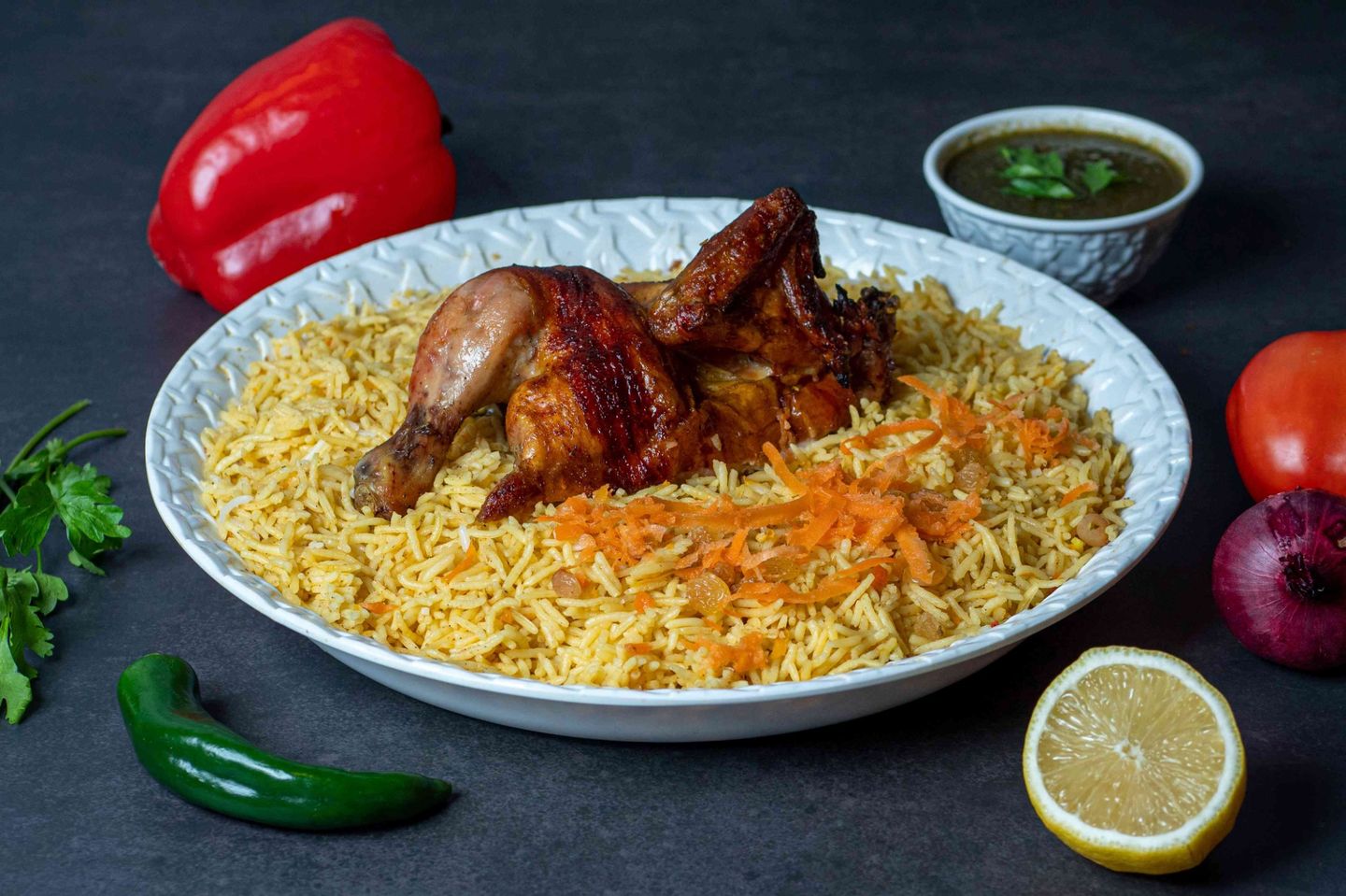 نص حبه دجاج مع الارز البخاري