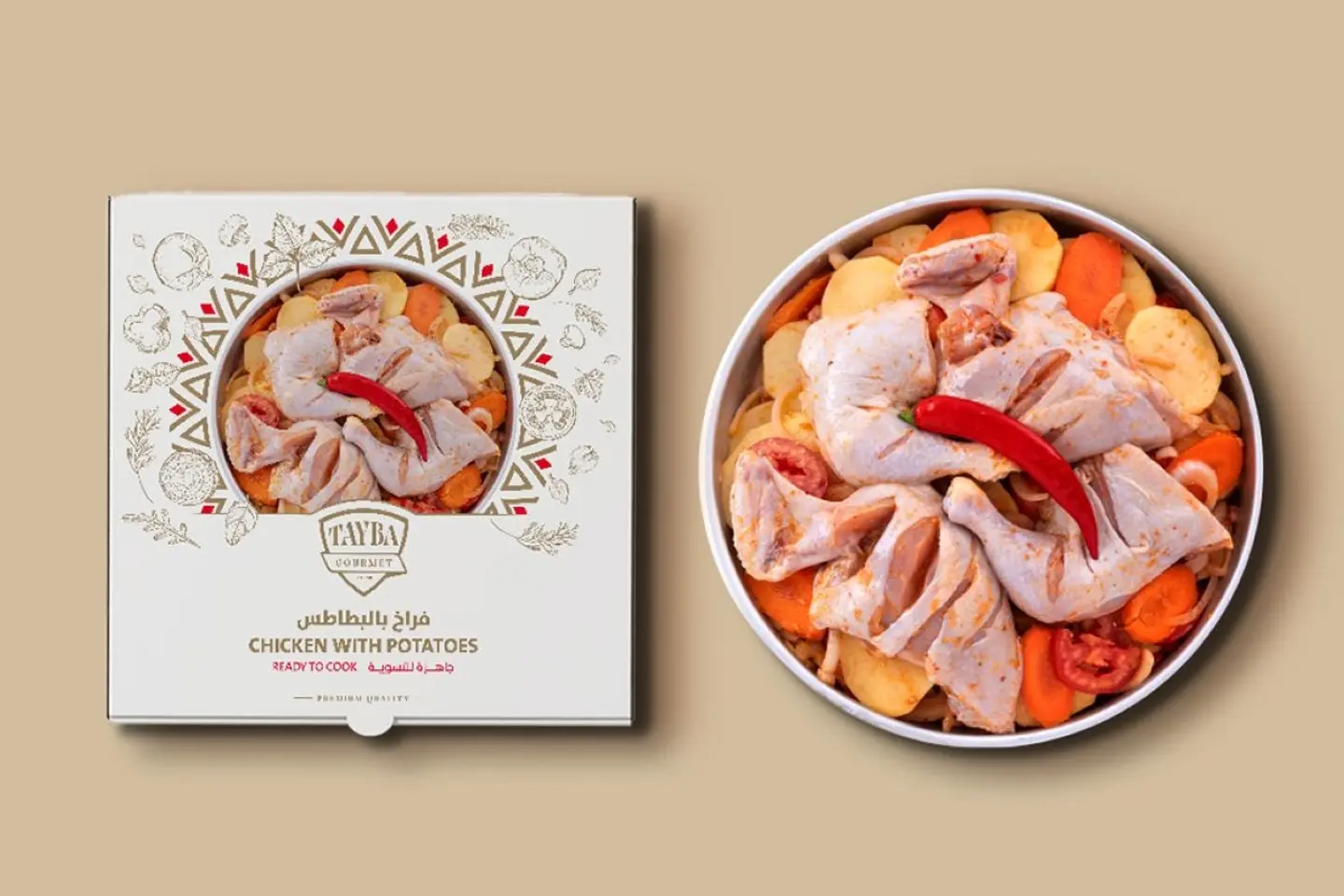 Chicken And Potato Tray Ready For The Oven