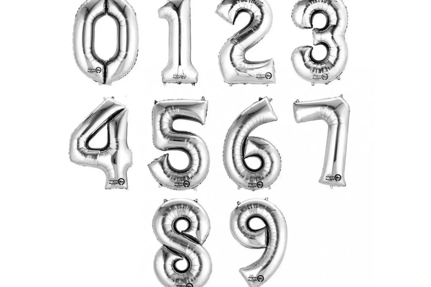 بالون ارقام انجليزيه لون فضي ذهبي روز قولد