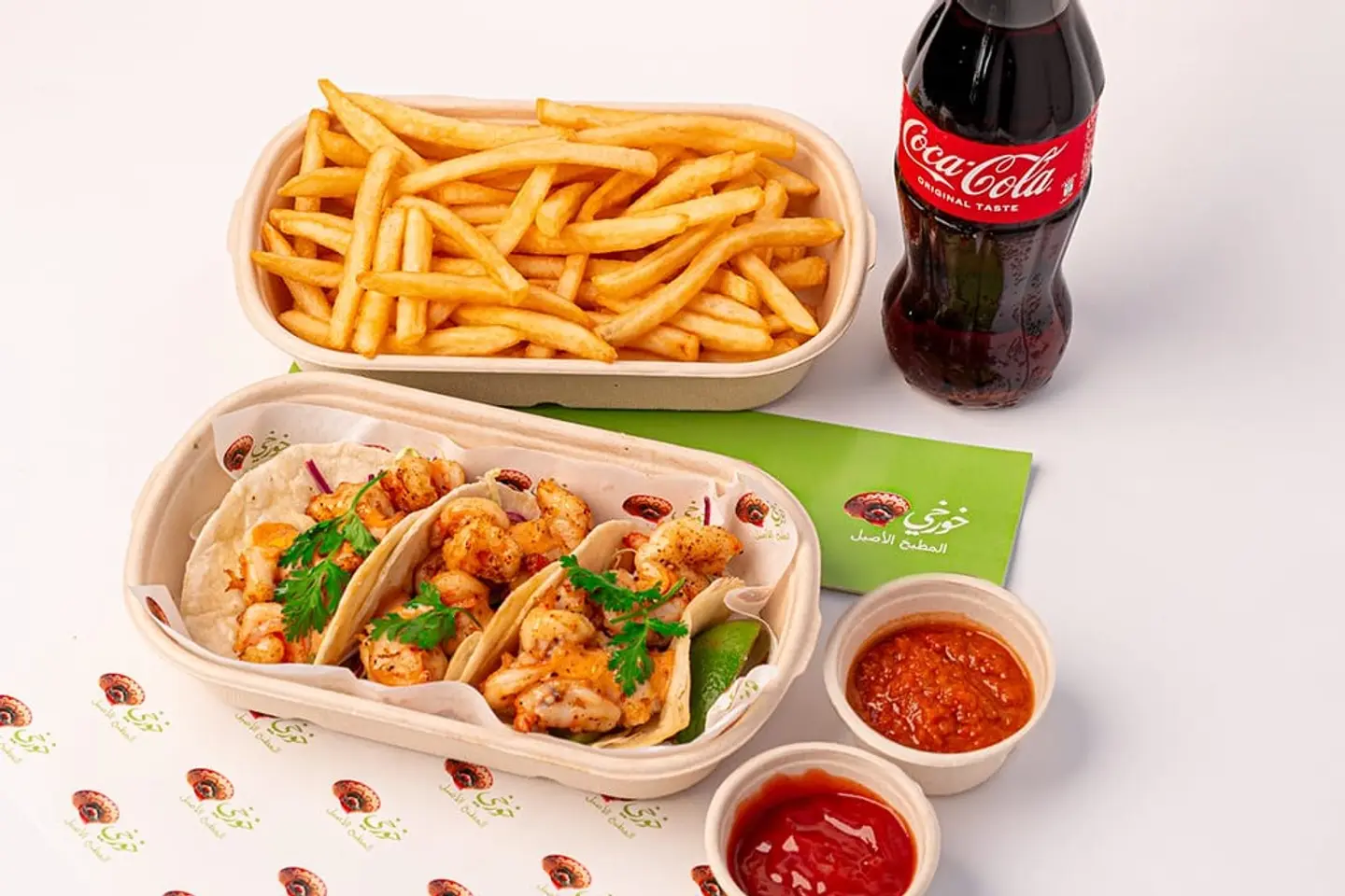 Shrimp Tacos +Fries And Soft Drink