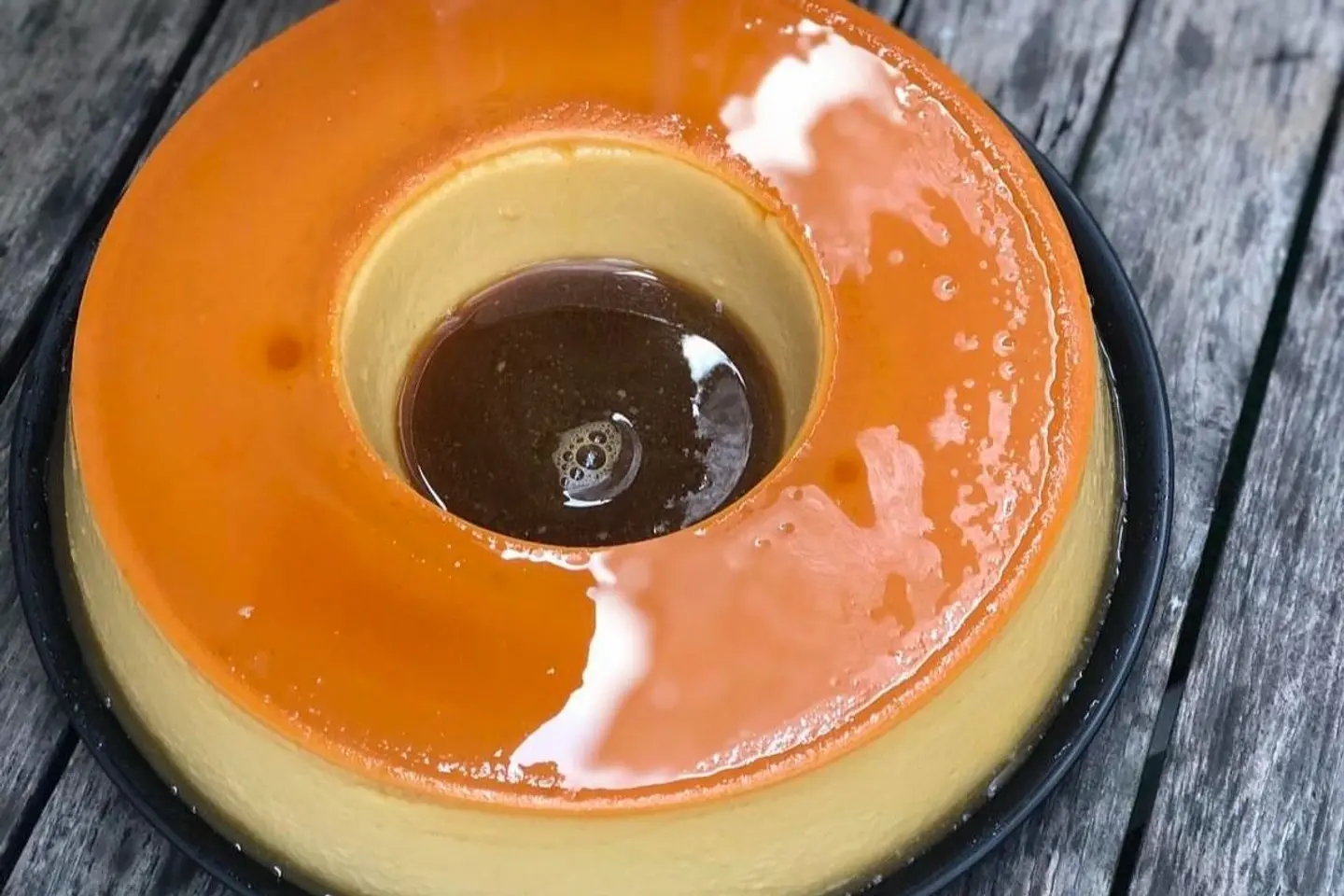 Flan Dessert - Whole Flan  Full Plate