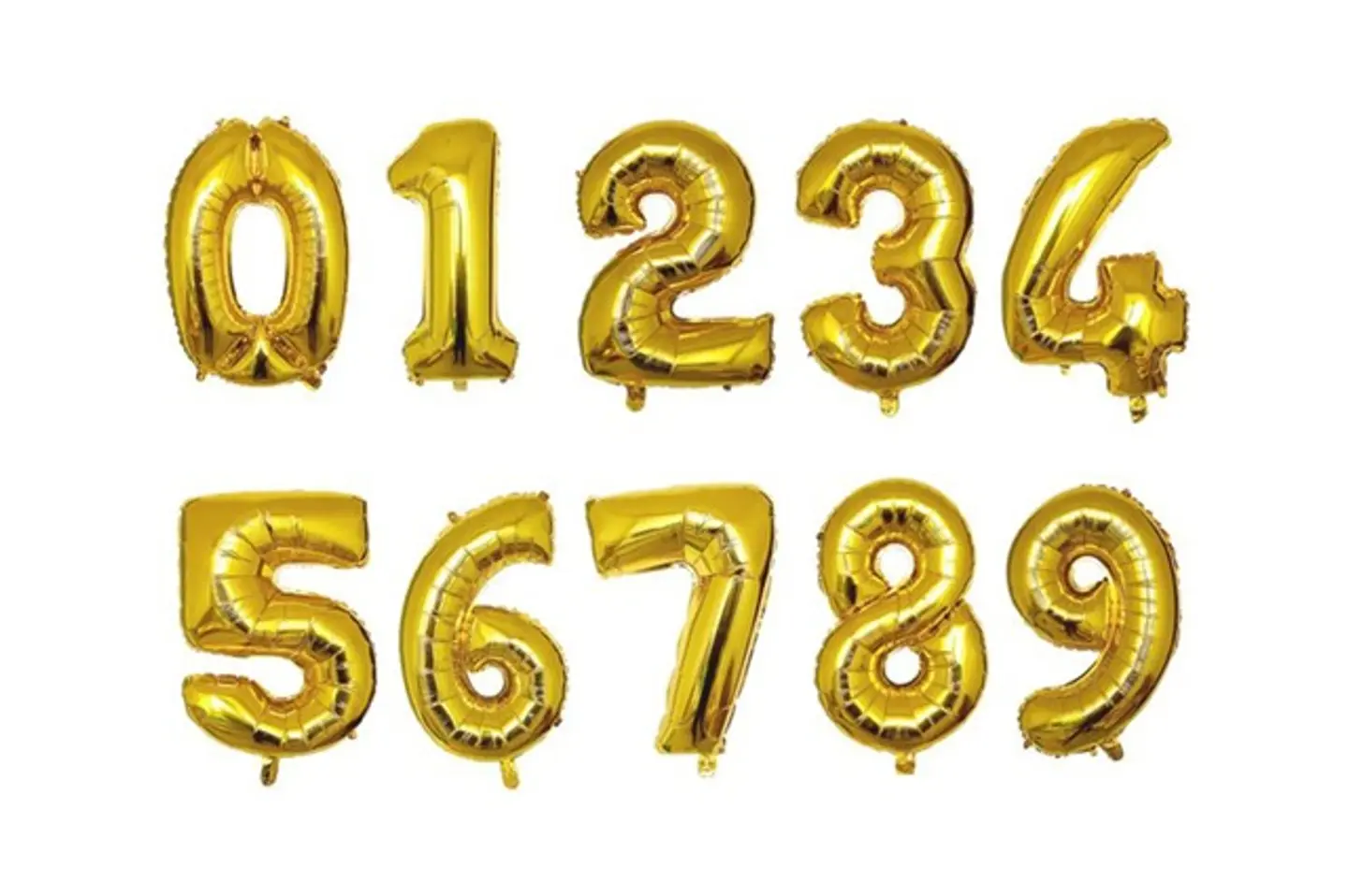 Helium Number Balloons Gold